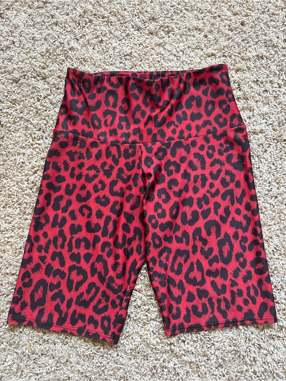Onzie Red and Black Leopard Print Bike Shorts